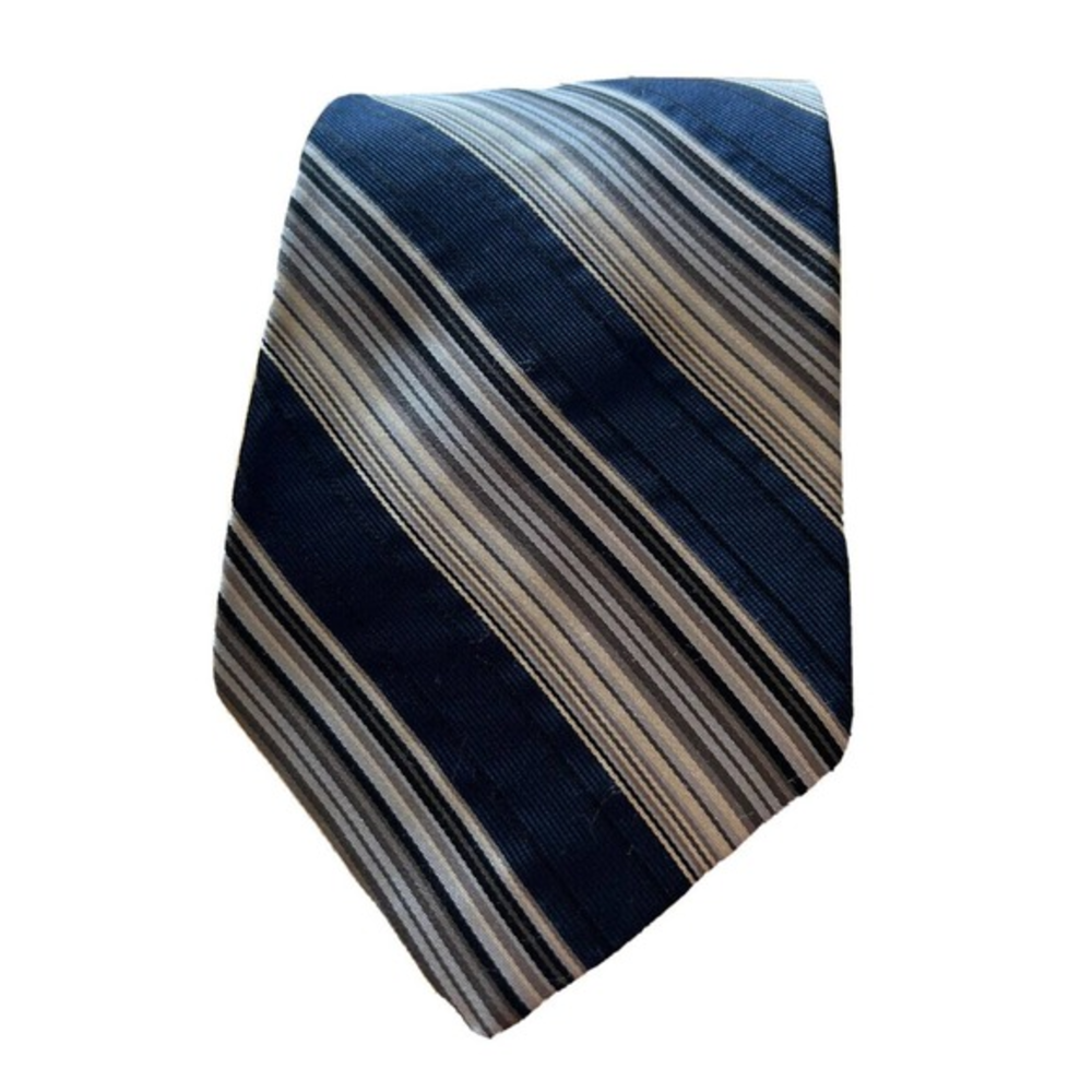 CALVIN KLEIN Blue Gray Striped‎ 100% Silk Men’s Tie